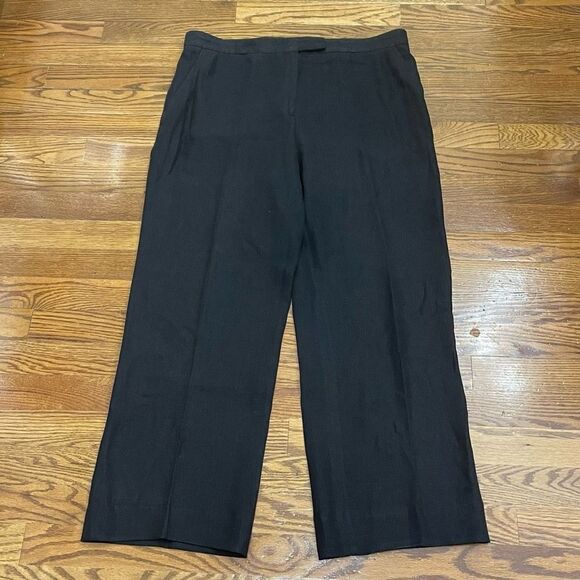 Armani Collezioni Wide Leg Black Linen Trousers - Picture 1 of 3